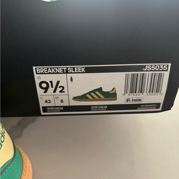 Adidas Breaknet Sleek Kids Sneakers - Green and Gold - Picture 1 of 5